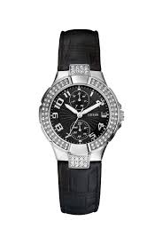 Guess Waterpro U10580l2 Women S Watch Black Leather With Stones Watch Strap Womens Watches Watch Bands