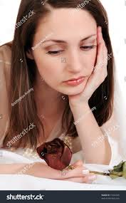 Portrait Sad Woman Faded Rose Isolated Stock Photo 71943235