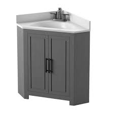 Use our interactive vanity configurator tool to design your custom vanity solution. Twin Star Home 25 In W X 25 In D Corner Bathroom Vanity In Antique Gray With White Top And White Basin 25bv35043 Pg22 The Home Depot