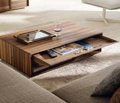 Modern Low Profile Coffee Table With Pull Out Narrow Drawer To Hide All The Remot Coffee Table Design Modern Wood Coffee Table Design Contemporary Coffee Table