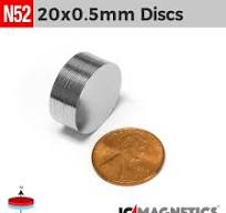 20mm x 0.5mm 19/32in x 1/32in N52 Thin Discs Rare Earth Neodymium Magnet  20x0.5mm