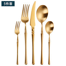 Golden matte tableware silverware set spoon and fork 18/10 resuable stainless steel cutlery sets lingeafey stainless steel cutlery gold silverware kitchen tableware forks knives spoons. Matt Gold Flatware 18 8 Cutlery Fork And Spoon Set Gold Cutlery Luxury Wedding Spoons And Fork Buy Stainless Steel Wedding Cutlery Set 18 8 Gold Flatware Spoon And Fork Set Spoons Forks Knives
