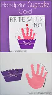 Kids will love giving these adorable cards to their moms! Adorable Handprint Cupcake Card Mothers Day Crafts Preschool Diy Mother S Day Crafts Birthday Card Craft
