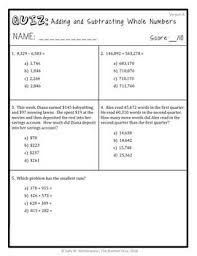 Adding Subtracting Whole Numbers Quiz 4 Nbt 4 Fourth Grade Assessment Adding And Subtracting Multi Step Word Problems Subtraction