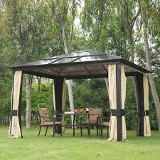 Find a wide selection of gazebos for any outdoor space, including canopies, tents, pergolas and more! 12 X 10 Hardtop Gazebo Outdoor Patio Canopy With Mesh And Curtains