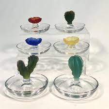 Crystal glass bowl with applied base. Lot Three Daum Pate De Verre And Clear Glass Cactus Pin Trays Designed By Hilton Mcconnico