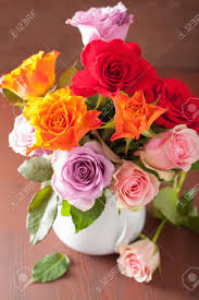 3d render, paper flowers bouquet, vivid color pink roses. Beautiful Colorful Rose Flowers Bouquet In Vase Stock Photo Picture And Royalty Free Image Image 55024614