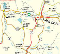 Street Map Of Kamloops Bc British Columbia Maps, Hwy 5 Kamloops To Merritt, Bc Map Driving Direction
