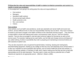 Describe The Roles And Responsibilities Of Staff In Relation To Infection  Prevention And Control In A Health Or Social Care Workplace - A-Level  Healthcare - Marked By Teachers.com