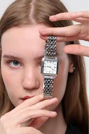 OQQO Daisy Silver Cord Square Case Roman Numeral Women's Wristwatch-  Trendyol