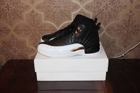 Black White Jordan 12 Retro Nike Air Jordan 12 Xii Retro Wings Black White Gold Playoffs Size 9 848692 033 Fashion Clothing Shoes Accesso Black White Gold Air Jordans Athletic Shoes