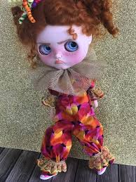 Blythe Doll Clown Circus Romper Onesie by Maker and Muse Orange and Pink