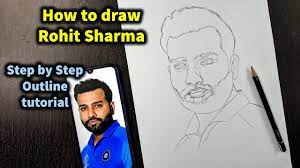 How to draw rohit sharma drawing step by step/ रोहित शर्मा ड्राइंग/vicky artist. How To Draw Rohit Sharma Step By Step Full Sketch Outline Tutorial For Beginners Youtube