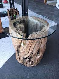 ****note this item is for pickup or other freight delivery options listed below a large impressive vintage cypress tree stump root table with beveled glass top. Sinker Cypress Side Coffee Table 24 H X 15 D Natural Creations Wood Table Design Rustic Wood Furniture Driftwood Furniture