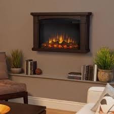 Real Flame Brighton 34 In Wall Mount Slim Line Electric Fireplace In Chestnut Oak Electric Fireplace Wall Wall Mounted Fireplace Wall Mount Electric Fireplace