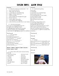 Check spelling or type a new query. Song Worksheet Blank Space By Taylor Swift