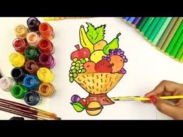 Drawing Coloring Fruit Basket Fun With Paint Colors Water Colors Kids Learning Page Babytubefun Youtu Fruits Drawing Fruit Basket Drawing Basket Drawing