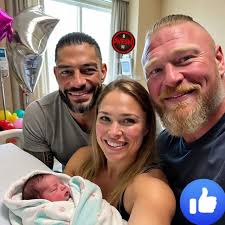 Roman Reigns and Ronda Rousey with Brock Lesnar take a selfie 🤳 meeting  the face of the welcoming baby in hospital. #america #cute #RomanReigns  #RondaRousey #usa #wwe #fblifestyle #DwayneJohnson #AmericanDream