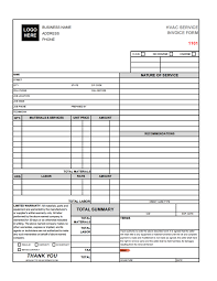 Work order invoice number company name date due: Free Hvac Invoice Template Pdf Word Excel