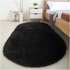 Join prime to save $2.60 on this item. Softlife Fluffy Area Rugs For Bedroom 2 6 X 5 3 Oval Shaggy Floor Carpet Cute Rug For Girls Room Kids Room Living Room Home Decor Black Walmart Com Walmart Com