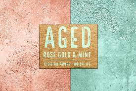 The mini mirror place cards are such an elegant detail, and so unique! Aged Rose Gold And Mint Green Papers Pre Designed Photoshop Graphics Creative Market