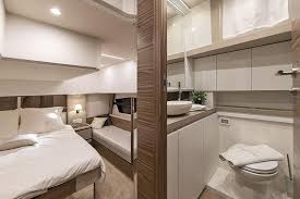 The larger your pontoon boat, the greater the expectation there will be a bathroom on board. Greenline 45 Fly Master Bedroom And Bathroom