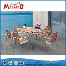 Gunji 9 pieces patio dining sets outdoor table and chairs patio dining table set with space saving rattan chairs patio furniture sets cushioned seating and back (blue) 4.2 out of 5 stars 133 $415.99 $ 415. China Garden Outdoor Dining Room Table And Chair With Teak Top Hotel Backyard Wholesale Furniture China Teak Wood Dining Table Wood Tea Table