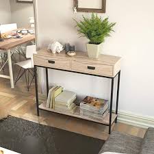 Amazon Com Roomfitters 2 Drawer Entryway Console Table Sofa Table For Hallway Foyer Entryway Table With Storage Entryway Console Table Tiered Display Shelves