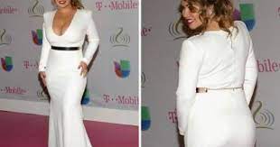 White Dress And Gold Belt Chiquis Rivera A Higher Neckline Would Look Better Keep It Classy Dresses White Formal Dress White Dress