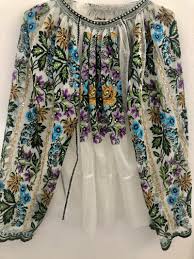 Maybe you would like to learn more about one of these? Vintage Tulle Embroidered Romanian Blouse Handmade With Floral Patterns Beads And Sequins