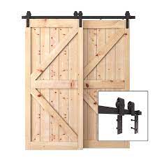 6 6 ft steel bypass barn door hardware for double sliding wood doors single rail track kit black walmart com making barn doors barn door kit barn door