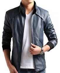 Faux Leather Men Moto Jacket Casual Wear Dark Blue C112ndaclpo Leather Jacket Style Best Smart Casual Outfits Real Leather Jacket