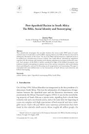 Pdf Post Apartheid Racism In South Africa The Bible Social Identity And Stereotyping