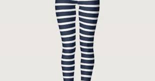 Black And White Striped Tights Horizontal Nautical Navy And White Horizontal Stripes Leggings Zazzle Com Striped Leggings Colorful Fashion Halloween Leggings