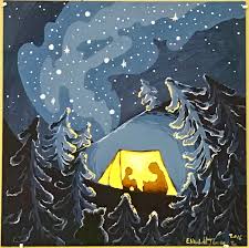 Night Tent Camping Painting Camping Art Night Art Tent Drawing