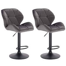 2x barhocker mit lehne barstuhl bistrohocker drehbar höhe verstellbar leder grau. 2er Set Barstuhl Aus Samt Metall Modell Kaya Woltu Eu