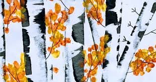 Birch Trees In Fall Paintings 4th Grade Fall Or Winter Birch Trees Birch Tree Art Tree Painting Tree Art