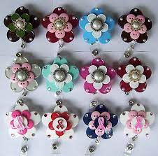 Retractable Id Badge Holder Vial Cap Scrub All About Pearls Hope Ribbons 2 Pearl Maroon Pink Bling Badge Badge Holders Diy Badge Holders