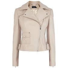 Karen Millen Pastel Signature Leather Jacket Pastel Leather Jacket Pastel Moto Jacket Cream Leather Jacket