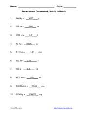 Metric conversion worksheet with answers. Chem1211 Chapter 1 Ws Metric To English Conversion Answers 2 Name Date Measurement Conversions Metric To English 1 74 Cm 29 13 In 2 25 Ml 5 07 Course Hero