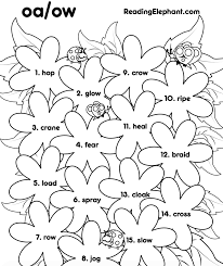 Oa ow words worksheets pack for kindergarten and first grade. Oa Ow Worksheets Flower Coloring Activity Reading Elephant