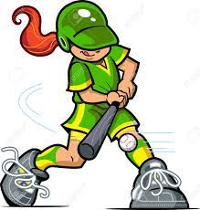 El otro equipo se ubica en la parte central. Muchacha Del Beisbol O Softbol Bateador Joven Que Hace Pivotar En La Bola Ilustraciones Vectoriales Clip Art Vectorizado Libre De Derechos Image 20686732