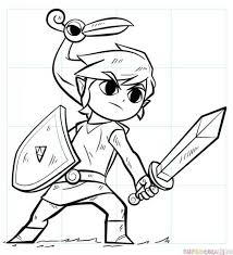 How To Draw Link From Legend Of Zelda Step By Step Drawing Tutorials For Kids And Beginners Zelda Drawing Drawing Tutorial Drawings
