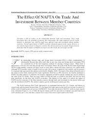 Nafta should incorporate newer provisions that the united states helped forge, covering: Pdf The Effect Of Nafta On Trade And Investment Between Member Countries