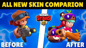 Conoce a mortis brawl stars el brawler mitico que te ayudara a ganar batallas, guia basica 2020, pieles (skins) consejos y trucos. All New Brawlers Skins Brawl Stars Update Old Vs New Youtube