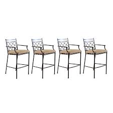 Shop Allen Roth Set Of 4 Safford Aluminum Patio Bar Height Chairs With Solid Brown Cushions At Lowes Com Bar Height Chairs Patio Bar Aluminum Patio