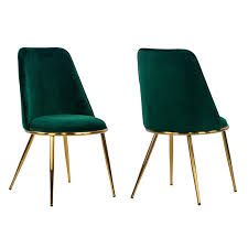 Glamour Home Anzu Velvet Dining Parsons Chair Set Of 2 Velvet Dining Chairs Metal Leg Dining Chair Green Dining Chairs