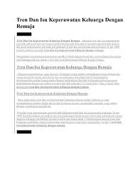 Maybe you would like to learn more about one of these? Tren Dan Isu Keperawatan Keluarga Dengan Remaja