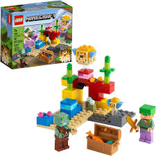 Maybe you would like to learn more about one of these? Amazon Com Lego Minecraft The Coral Reef 21164 Hands On Minecraft Marine Toy Featuring Alex A Drowned And 2 Cool Puffer Fish New 2021 92 Pieces Toys Games