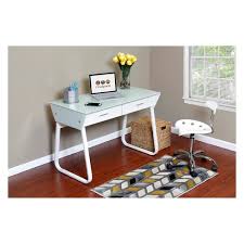 Simply go for the glass computer desks. Ultramodern Glass Computer Desk With Drawers Steel Frame White Onespace Target